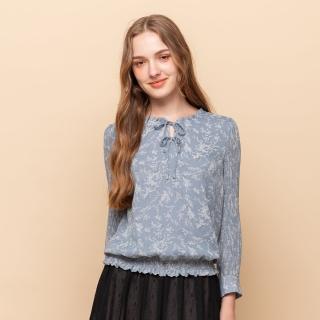 【perng yuh 芃諭名品】花穗綻然 壓褶袖 雪紡上衣(2024 AW Collection｜3C秋冬新品上市)