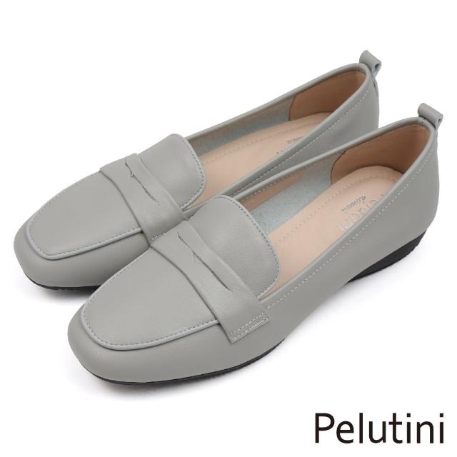 【Pelutini】經典休閒軟墊素面便士樂福鞋 灰色(431122W-LGY)