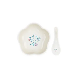 【Le Creuset】瓷器花型盤16cm 附中式湯匙(南法花語/蛋白霜)