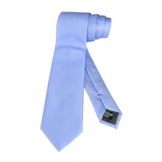 【EMPORIO ARMANI】EMPORIO ARMANI刺繡LOGO真絲簡約領帶(寬版/天空藍)