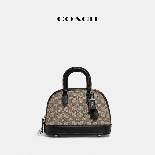 【COACH】蔻馳官方直營 REVEL經典Logo 24號手提包-可哥色 黑色(CF295)