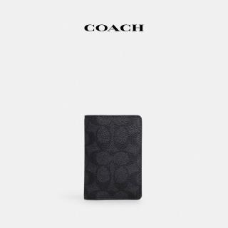 【COACH蔻馳官方直營】經典Logo證件皮夾-炭黑色/黑色(CW367)