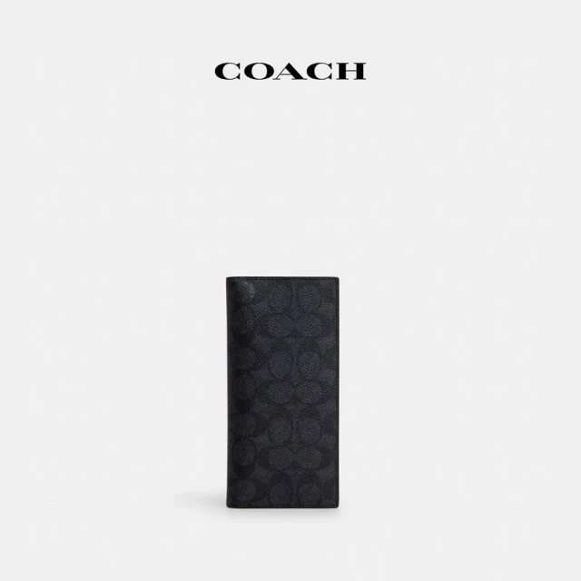 COACHCOACH蔻馳官方直營 經典Logo口袋皮夾-QB/炭黑色/黑色(CW371)