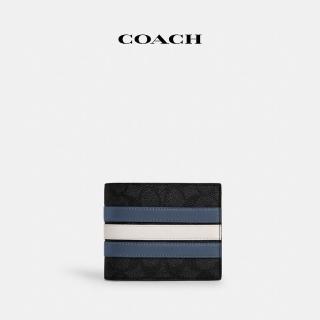 【COACH】蔻馳官方直營 VARSITY經典Logo條紋圖案三合一皮夾-木炭灰色/丹寧藍色/粉筆白色(CW385)