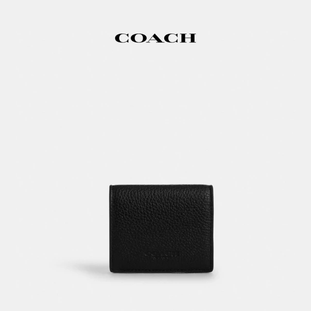 COACH蔻馳官方直營 經典Logo零錢皮夾-碳灰色/黑色(