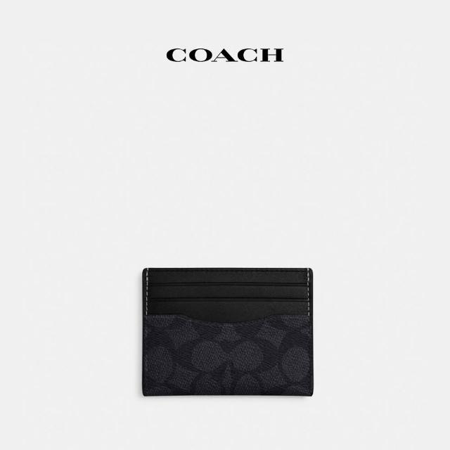 【COACH】蔻馳官方直營 經典Logo纖巧型證件卡夾-炭黑色/黑色(CW366)