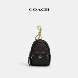 【COACH蔻馳官方直營】經典Logo迷你COURT後背包包掛件-IM/胡桃木色/黑色(CX066)