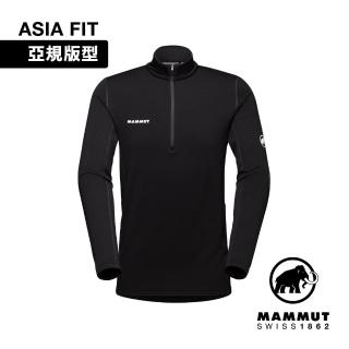 【Mammut 長毛象官方直營】Aenergy ML Half Zip Pull AF 保暖立領半拉鍊長袖排汗衣 黑色 男款 #1016-01120