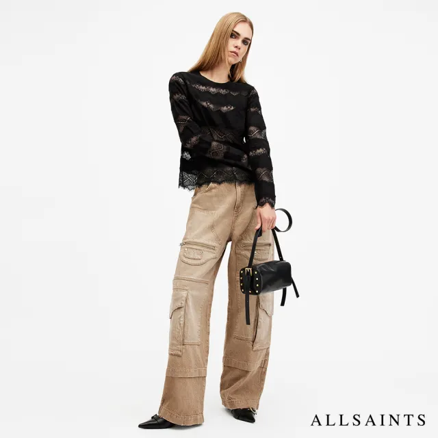 【ALLSAINTS】TIFF 蕾絲透膚條紋造型上衣 W030PB(常規版型)