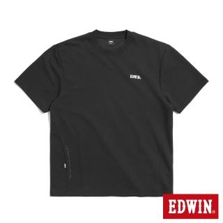 【EDWIN】男裝 吸濕排汗剪接寬版短袖T恤(黑色)