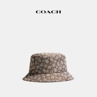 【COACH蔻馳官方直營】經典Logo緹花布面漁夫帽-黃沙石色/深橡木色(C5815)