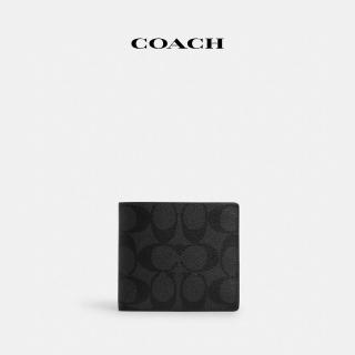 【COACH蔻馳官方直營】經典Logo零錢皮夾-碳灰色/黑色(CR428)