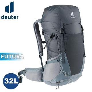 【deuter】FUTURA 32L 透氣網架背包《黑/水藍》3400821/輕量登山包(悠遊山水+)