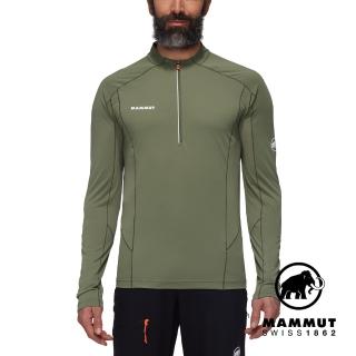 【Mammut 長毛象官方直營】Aenergy FL Half Zip LS Men 輕量抗菌半拉鍊長袖排汗衣 沼澤綠 男款 #1016-01330