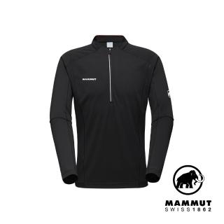 【Mammut 長毛象官方直營】Aenergy FL Half Zip LS Men 輕量抗菌半拉鍊長袖排汗衣 黑色 男款 #1016-01330