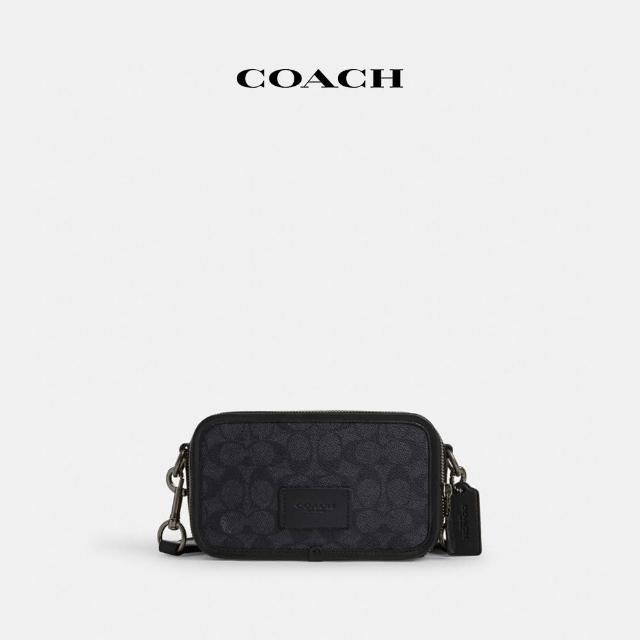 【COACH】蔻馳官方直營 WYATT經典Logo斜背包-炭黑色/黑色(CW365)