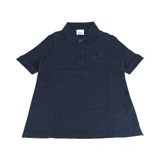 【BURBERRY 巴寶莉】BURBERRY刺繡LOGO棉質3鈕釦領口短袖POLO衫(男款/海軍藍)