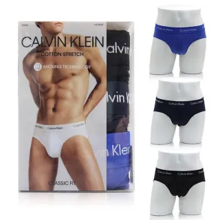 【Calvin Klein 凱文克萊】CK 男士棉質彈力吸汗 精美盒裝 低腰三角內褲 三件組(透氣 舒適 多色可選)