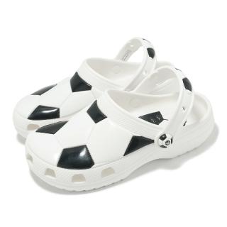 【Crocs】洞洞鞋 Classic Soccer Ball Clog K 童鞋 經典足球克駱格 白 黑 中大童(210157103)