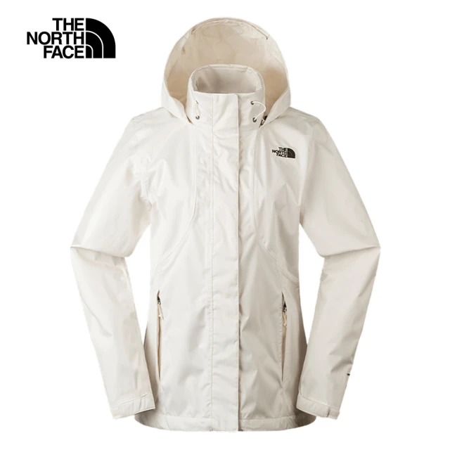 The North Face 官方旗艦 北面女款米白色DryVent防水透氣連帽衝鋒衣｜8AV8QLI(外套)