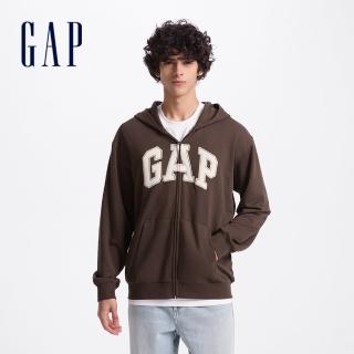 【GAP】男裝 Logo刺繡連帽外套-深棕色(611720)