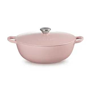 【Le Creuset】琺瑯鑄鐵鍋媽咪鍋 26cm(甜心粉-鋼頭-內鍋黑)