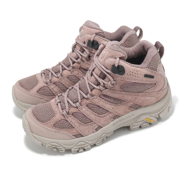 MERRELL 戶外鞋 Moab 3 Mid WP 女鞋 粉灰 防潑水 中筒 黃金大底 登山鞋 廣告主打款(ML038330)