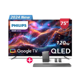 【Philips 飛利浦】Philips 飛利浦 75型4K 120Hz QLED Google TV 智慧顯示器(75PQT8369)