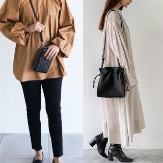 【WHOSE BAG】抽繩真皮水桶包 側揹包 斜揹包 手機包 超值優惠組合(女側揹包 女斜背