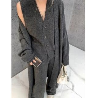 【巴黎精品】現貨+預購 針織套裝三件套套裝(長款外套背心闊腿褲女裝7色a1hj16)