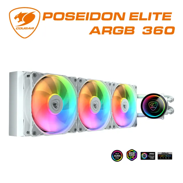 【COUGAR 美洲獅】POSEIDON ELITE ARGB 360(白色/高效能一體式水冷散熱器)