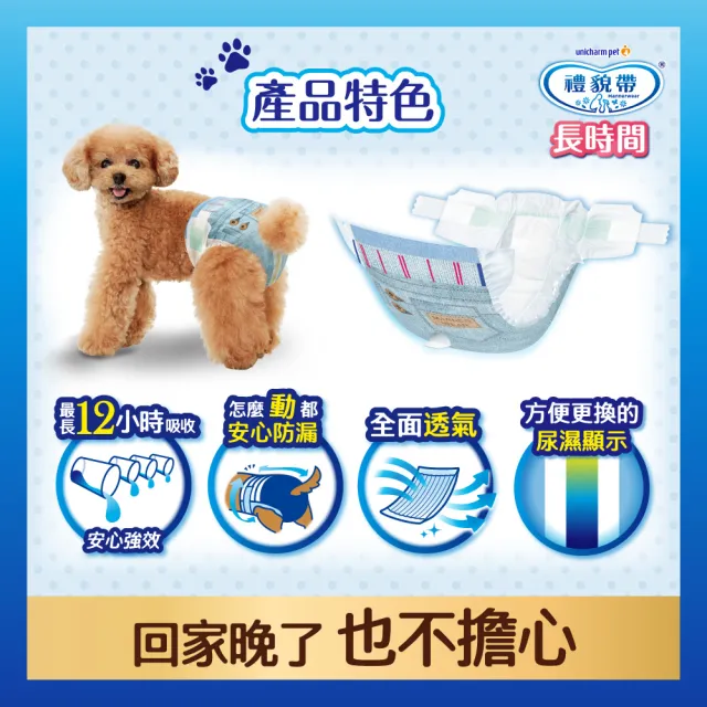 【Unicharm Pet 禮貌帶】長時間犬用禮貌帶/生理褲2入組(狗尿布/公母狗共用/SSS-L)