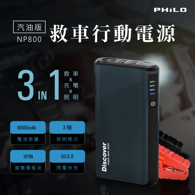 Philo 飛樂 Discover 汽機車救援行動電源(救車電源/8000mAh/電霸/)