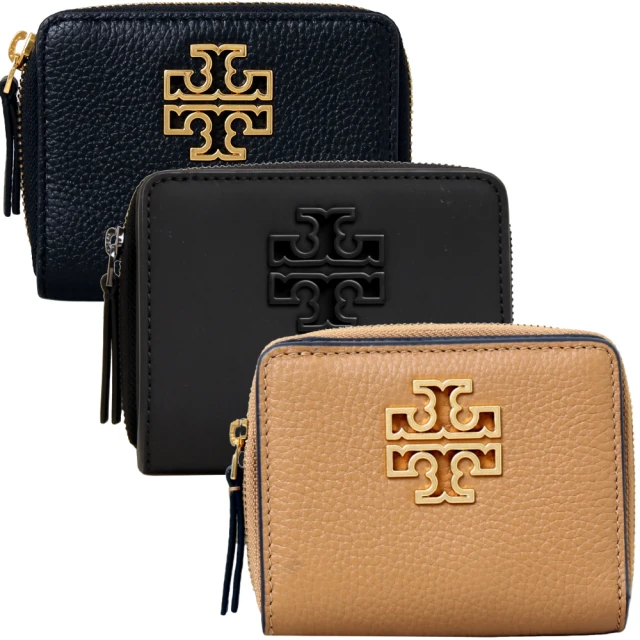 TORY BURCH BRITTEN 鏤空LOGO質感皮革釦式短夾(多款任選)