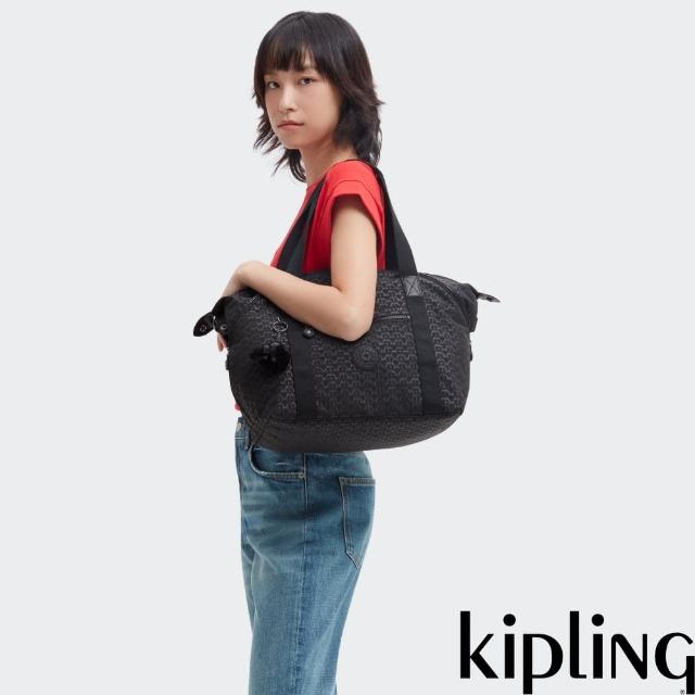 【KIPLING官方旗艦館】經典黑菱格紋印花手提側背包-ART