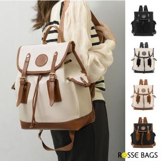 【Rosse Bags】雙色拼接戶外旅行大容量牛津布揹包(現+預 黑色／灰色黑色／米配棕