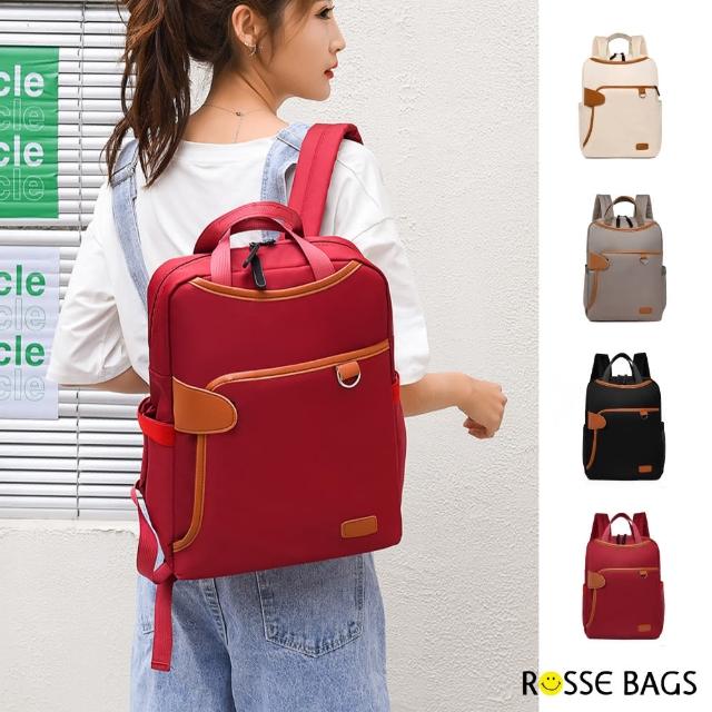 【Rosse Bags】韓版防潑水輕盈牛津布學生14吋電腦包(現+預  黑色／灰色／米色／紅色)