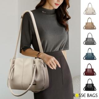 【Rosse Bags】百搭時尚軟皮托特包 手提包 肩揹包 斜揹包(米白色 / 卡其色 / 灰色
