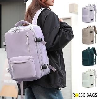 【Rosse Bags】輕盈細膩尼龍佈防潑水電腦雙肩包(現+預 墨綠色／卡其色／淺綠色／