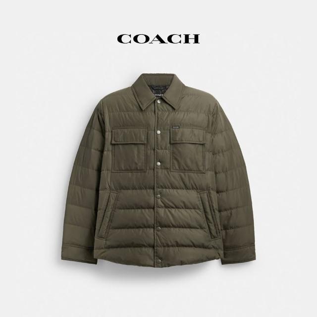 【COACH蔻馳官方直營】聚酯纖維輕便型襯衫式羽絨外套-深蕨綠色(CT733)