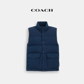 【COACH】蔻馳官方直營 羽絨背心-水洗海軍藍色(CT728)