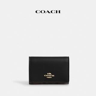 【COACH】蔻馳官方直營 經典Logo迷你皮夾-胡桃木色/黑色(CW804)