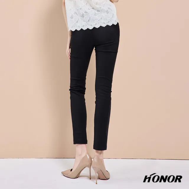 【HONOR 山形屋】出清品 經典金釦修身直筒褲-黑/紅(限定出清)