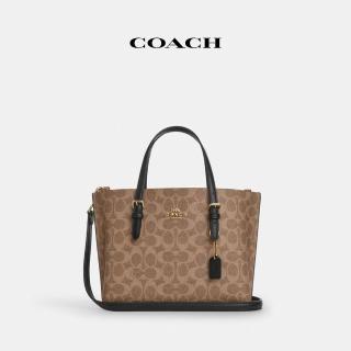 【COACH蔻馳官方直營】經典Logo帆布MOLLIE 25號托特包-IM/棕黃色/黑色(CV965)