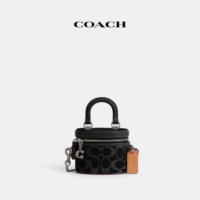 【COACH】經典Logo丹寧布TRAIL 12號斜背包-LH/黑色(CT097)