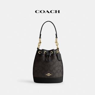 【COACH蔻馳官方直營】經典Logo迷你水桶包-IM/胡桃木色/黑色(CW299)