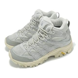 【MERRELL】戶外鞋 Moab 3 Mid WP 女鞋 灰 米白 防潑水 中筒 黃金大底 登山鞋 廣告主打款(ML038392)