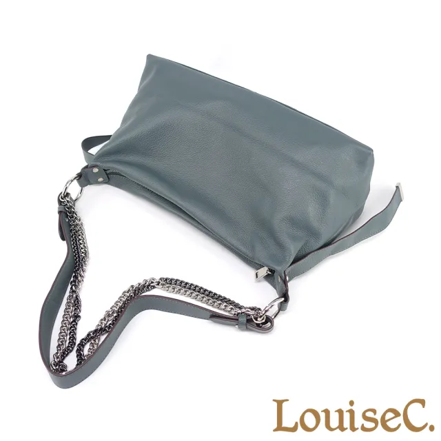 【LouiseC.】雙11 Tree House 牛皮雙色鍊條裝飾肩背斜背水餃真皮包-3色(真皮包包 YS23561)