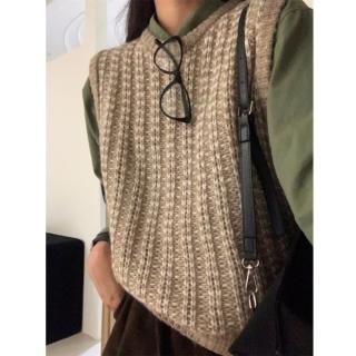 【巴黎精品】現貨+預購 針織背心無袖毛衣(復古拼色編織休閒女上衣3色a1hj71)