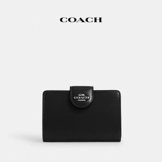 【COACH】蔻馳官方直營 中號拉鍊皮夾-黑色(CW526)